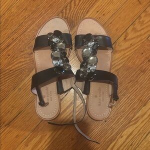 Kate Spade Black Sandals with Crystal Embellishments. Size 8